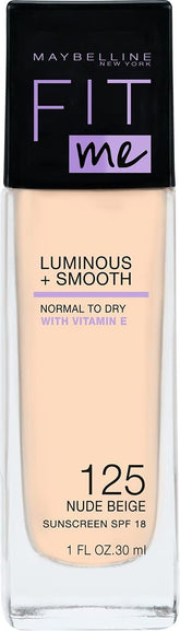 Maybelline- Fit Me Dewy + Smooth Liquid Foundation 125 Nude Beige  - 30ml (France)
